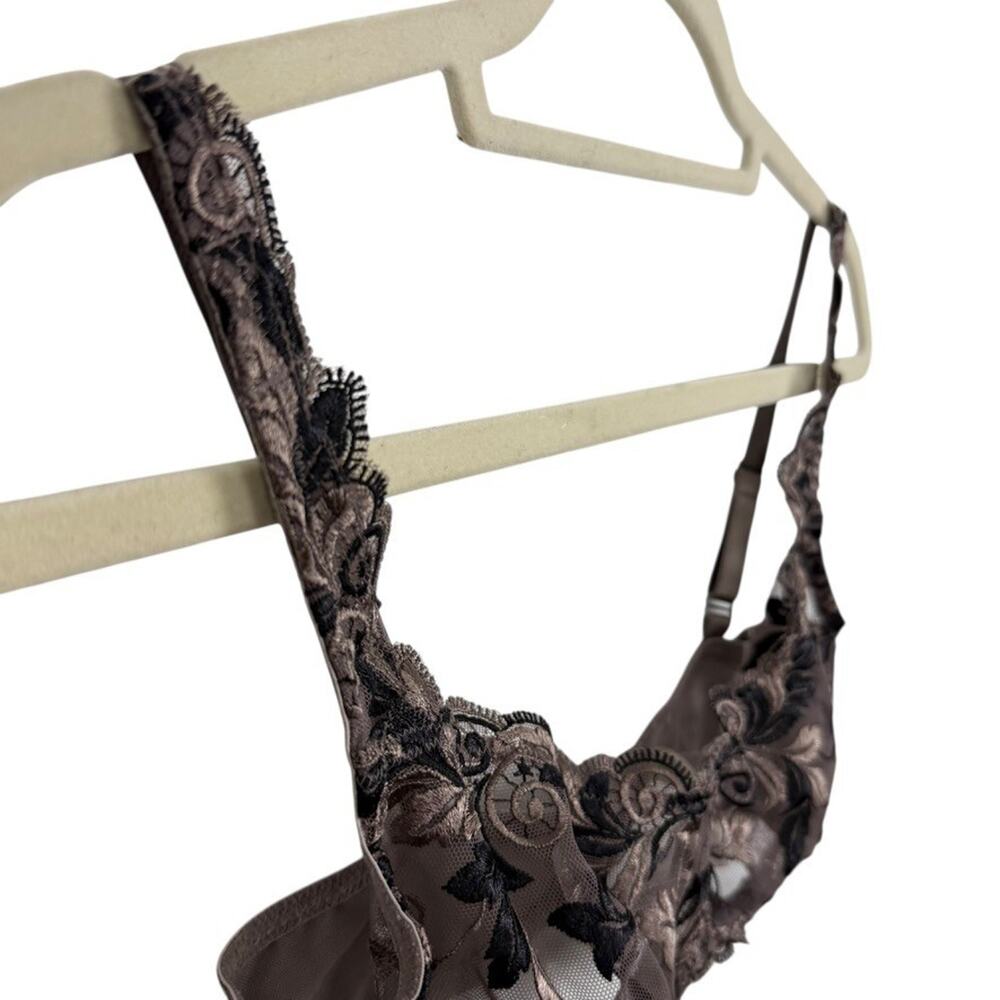 Soma Womens Brown Embroidered Lace Unlined Wired Back Close Sheer Bra sz 34C - Picture 3 of 16